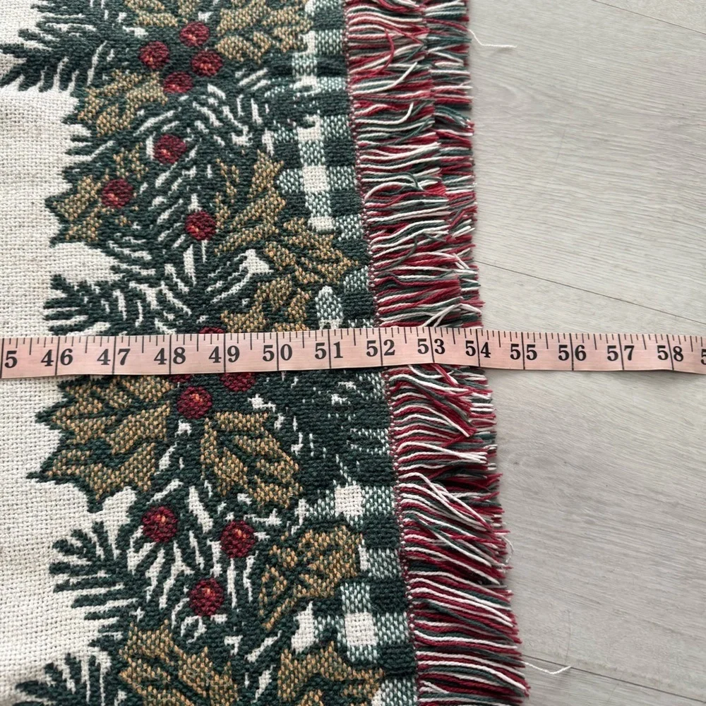 Vtg Goodwin Weaver 100% Cotton Tapestry Throw Blanket 46x52 USA Bear Family EUC